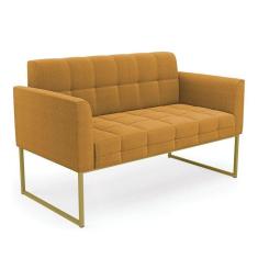 Imagem de Sofá Namoradeira 2 Lugares Industrial Dourado Elisa Bouclê D03 - D`rossi Cor Mostarda