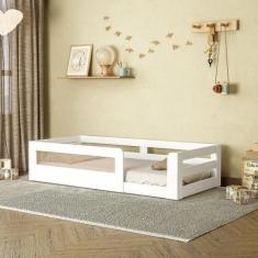 Imagem de Cama Montessoriana Infantil Space Solteiro com Rattan e Grade de Segur