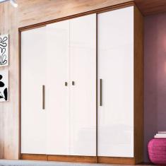 Imagem de Guarda-Roupa Casal Miami 4 Portas 2 Gavetas Off White Nogueira - Dorip