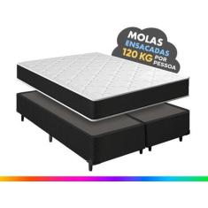 Imagem de Cama Box Queen + Colchão Mola Ensacada Pergola Europillow 158X198x63cm