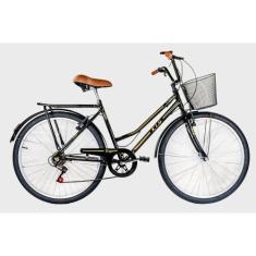 Imagem de Bicicleta Aro 26 Kls Retro Sport Freio V-Brake 6 Marchas, Preto, Doura