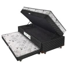 Imagem de Cama Box Solteiro Carol Com Cama Auxiliar E Baú Light Spuma Preto Light