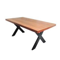 Imagem de Mesa Industrial Texas Madeira Maciça 2,50m Ferragem Preta