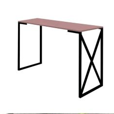 Imagem de Mesa Escrivaninha 90cm Bex Home Office Industrial Consultório Ferro Preto MDF Rose - Ahz Móveis