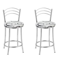 Imagem de KIT 2 Banquetas Cromadas Bc26-c - E523 Cromado/Branco