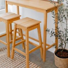 Imagem de Banqueta Alta Moema 75ax35lx35p Em Madeira Cor Mel