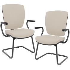 Imagem de Kit 02 Cadeiras De Escritório Fixa Executiva Office Preto Slim Alta Flexi P03 Vinil Beg