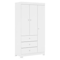 Imagem de Guarda Roupa Infantil 99cm 3 Portas 3 Gavetas Duda Branco    - Phoenix