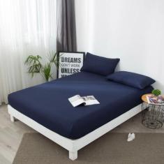 Imagem de Lençol impermeável com faixa elástica Capa de colchão antiderrapante Protetor de colchão macio e respirável Queen/King/Twin/Full, Azul marinho, Twin 99x190x36cm