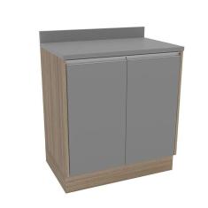 Imagem de Balcão de Cozinha 2 Portas Menu Kitchen Campanele Politorno Castanho/Cinza