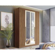 Imagem de Guarda Roupa 4 Portas E 2 Gavetas C/ Espelho Buriti Jatoba/Areia - Santos Andirá