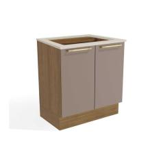 Imagem de Balcão Cozinha P-cooktop Botanic M623 Top 2 Portas C-tampo 80cm Nogueira-fendi-orion - Kappesberg