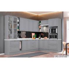 Imagem de Cozinha Modulada Henn Americana 14 Peças (3 Armários + 4 Balcões + 1 Paneleiro + 6 Complementos) C14P02 Cinza