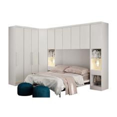 Imagem de Quarto Modulado Rizon 6 Peças (1 Armário Ponte + 1 Closet + 2 Guarda Roupas + 2 Complementos) QCM02 Branco