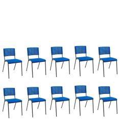 Imagem de Kit 10 Cadeiras de Escritório Iso Niala NR17 Plaxmetal Azul