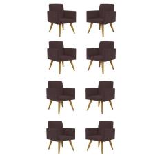 Imagem de Kit 08 Cadeiras Poltronas Decorativa - Escritório - Recepção Cor:marrom
