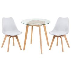 Imagem de KIT - Mesa de vidro Leda 70 cm + 2 cadeiras estofadas Leda 