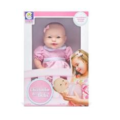Imagem de Boneca Cheirinho De Bebe Em Vinil 36cm Com Vestidinho Rosa Cotiplas -