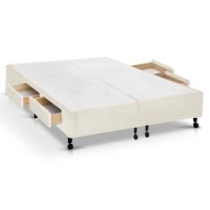 Imagem de Cama Box Base Castor Poli c/ 2 Gavetas Bege King 193