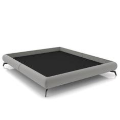 Imagem de Cama King Base Box 193X203cm Pés De Ferro Cold P02 Veludo Cinza - Mpoz