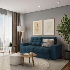 Imagem de Sofá 3 Lugares Retrátil E Reclinável Lille Suede Azul Turquesa - Mobly