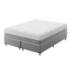 Imagem de Cama Box King com Colchão Sublime Mola Ensacada e Espuma Viscoelástica (32x193x203) Cinza e Branco