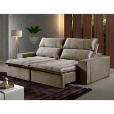 Imagem de Sofá Retrátil e Reclinável Hanover Suede Cinza - Ferrari