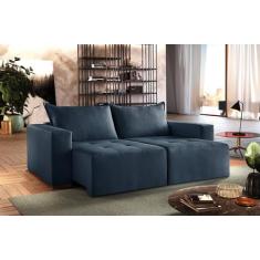 Imagem de Sofá Retrátil Urano Azul Bic 2.20cm Almofadas Soltas - ZARAT