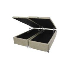 Imagem de Cama Box Baú Castor Casal Bi Partido Premium Kansas Bege 138x188x35cm