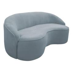 Imagem de Sofá Curvo Montserrat 150cm 02 Lugares Bouclé Azul Claro - Nexta Casa