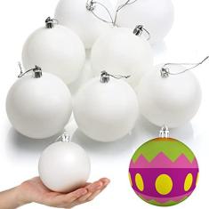 Imagem de Zubebe Enfeites de Bola Branca Grande em Branco de Natal, Bolas de Natal Diy de 3,15" para Crianças Enfeites Pendurados de Bola Branca Atividades de Artesanato Faça Você Mesmo para Caixa de Presente d