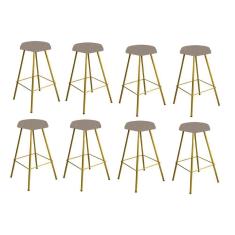 Imagem de Kit 08 Banqueta Alta Lari Eiffel Dourado Bege