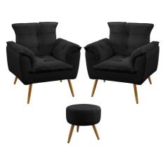 Imagem de Kit 2 Poltronas Decorativas Beta e Puff Solar Sued  Aradecor