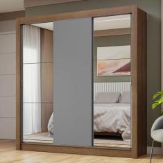 Imagem de Guarda-roupa Casal 3 Portas de Correr com Espelhos Rustic/cinza Nobre Madesa