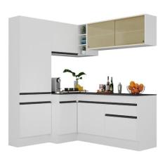 Imagem de Armário de Cozinha Completa de Canto com Rodapé Veneza Multimóveis V2089 Branco/preto