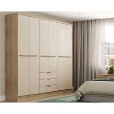 Imagem de Guarda Roupa 6 Portas E 3 Gavetas Troy 1151 Noce/Off White - Carraro