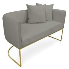 Imagem de Namoradeira 02 Lugares Linho Grafite Metálica Dourado