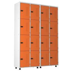Imagem de Armário Roupeiro Aço 16 Portas Academia Guarda Volume Trinco Laranja