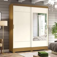 Imagem de Guarda Roupas com 2 Portas Deslizantes e Espelho B74 Nature/Off White - Briz Móveis