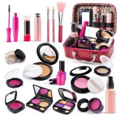 Imagem de Kit de maquiagem para meninas BYTEWAR Pretend Play com bolsa de cosméticos