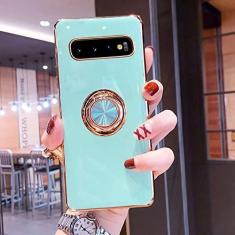 Imagem de Capa magnética de chapeamento de luxo para Samsung Galaxy A52 A53 S21 FE S22 Ultra S10 S20 Plus Note 20 10 9 A72 A 52 53 Capa de suporte de anel, hortelã, para Samsung S20 Ultra