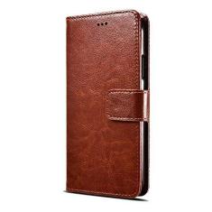 Imagem de NEKOYA Capa de telefone para Meizu M15, capa carteira flip de couro liso com compartimento para cartão, suporte e fecho magnético, capa de couro Meizu M15 marrom