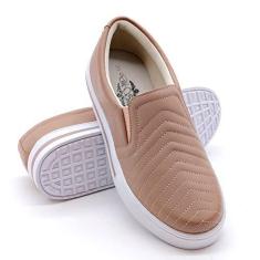 Imagem de Tenis Casual Slip On Feminino com Detalhe Costuras e Elasticos Sola Alta