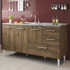 Imagem de Balcão Para Pia De 1,60 Mt Aracaju Com Gavetão Castanho - Bymadero Mob