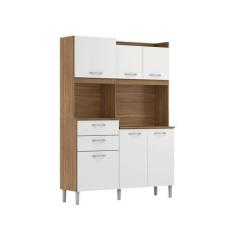 Imagem de Cozinha Compacta Harmonia 6 Portas e 2 Gavetas Amêndola/ Branco - Bela