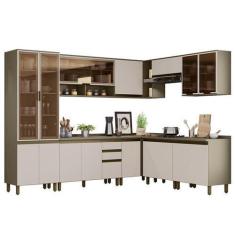 Imagem de Cozinha Completa De Canto 9 Peças Connect Com Cristaleira E Aéreo Vidr