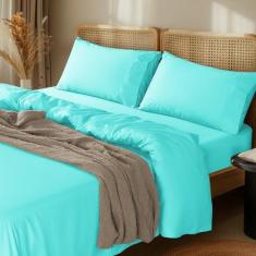 Imagem de LBRO2M Conjunto de lençóis 1000 fios 100% algodão, tamanho Queen, conjunto de 4 peças, grampo longo, bolso profundo de 40,6 cm, todas as estações, roupa de cama super macia confortável respirável,