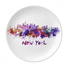 Imagem de New York America City Prato de sobremesa decorativo de porcelana 20,32 cm, jantar em casa