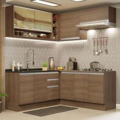 Imagem de Cozinha Completa de Canto Madesa Glamy 349002 com Armário e Balcão (sem Tampo e Pia) - Rustic