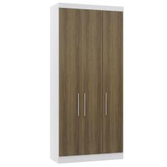 Imagem de Guarda Roupa Modulado 101,50cm 3 Portas Alpes Luciane Móveis Branco Pf Com Avelã Pf